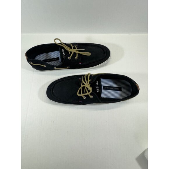 Tommy Hilfiger mens size 10.5 black Canvas Boat Shoes - Picture 3 of 16